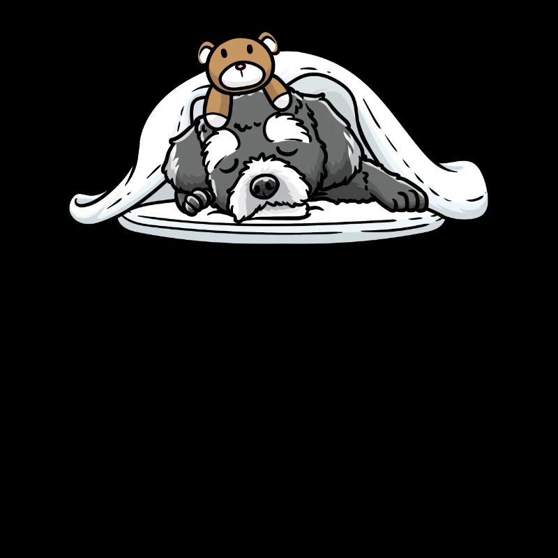 Schnoodle chien avec peluche dort