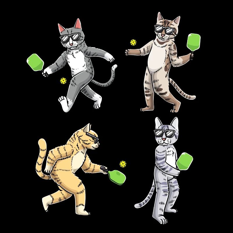 Le chat joue au pickleball