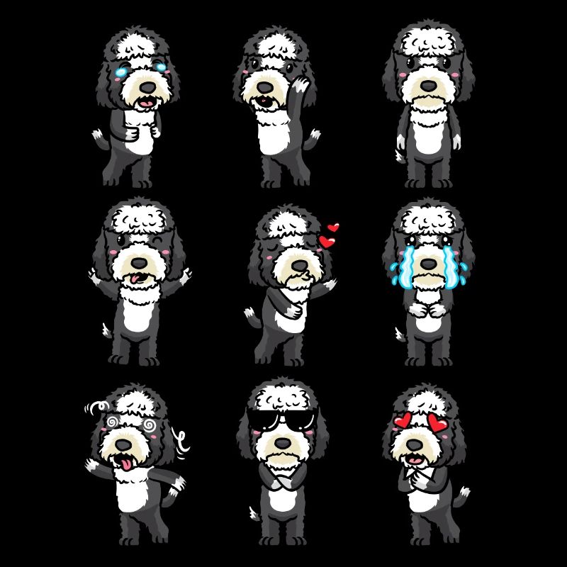 Sheepadoodle Dog Kawaii Emoticon