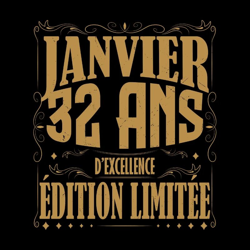 Janvier 32 ans. Cadeau 32 ans janvier anniversaire