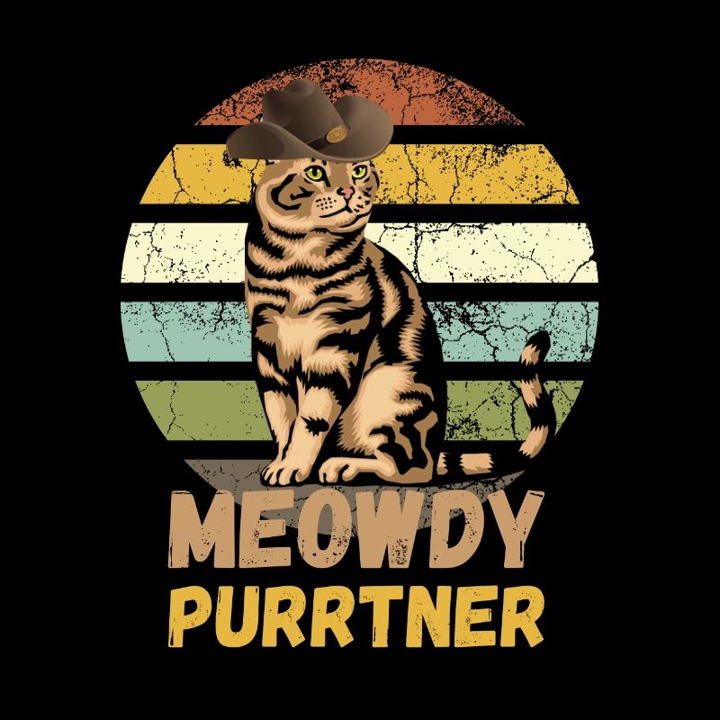 Meowdy Purrtner Tabby cat In Stetson Cat Lover
