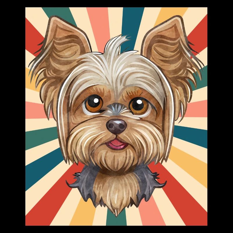 Cute Yorkshire Terrier Dog Breed 80s 90s Retro