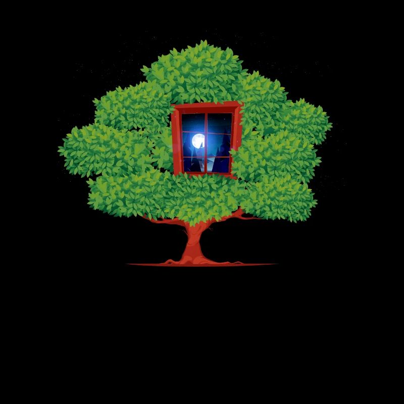 Tree Window Night Abstract