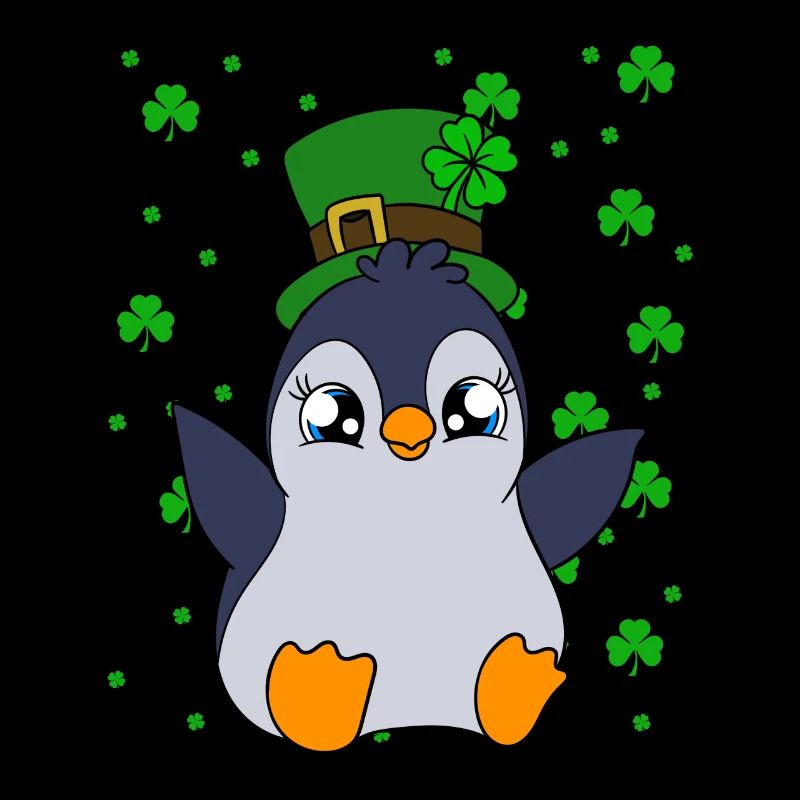 Manchot mignon Trèfle Saint-Patrick Pingouin