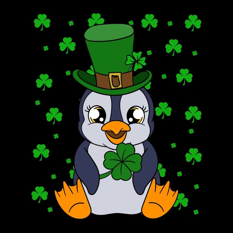 Manchot mignon Trèfle Saint-Patrick Pingouin