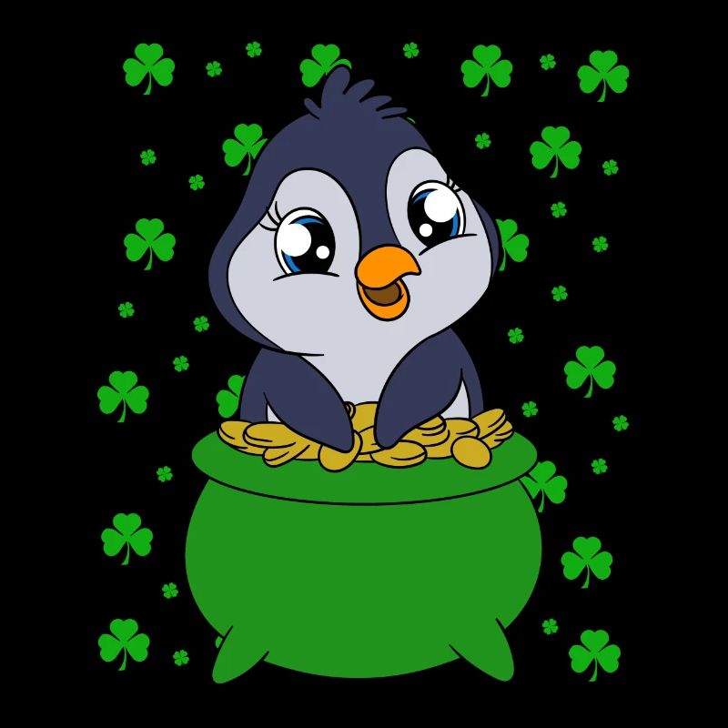 Manchot mignon Trèfle Saint-Patrick Pingouin