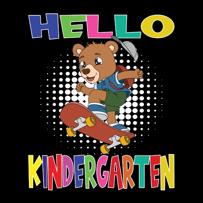 Hello Kindergarten Skateboarding Bear