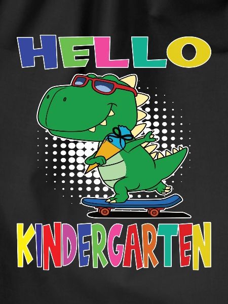 Hello Kindergarten Skateboarding Dino