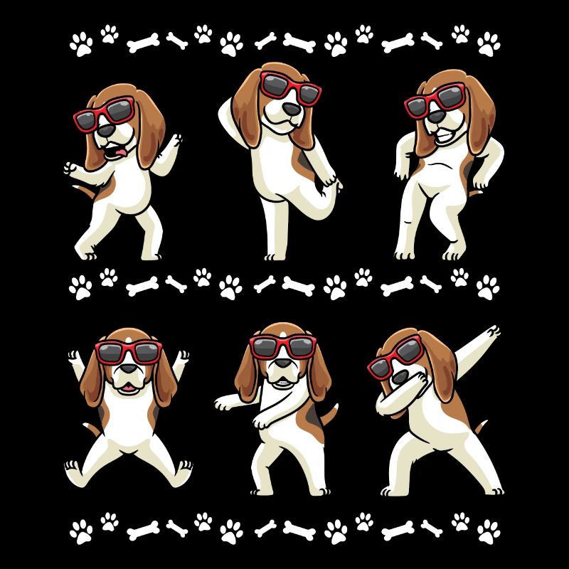 Beagle dog dancing with sunglasses