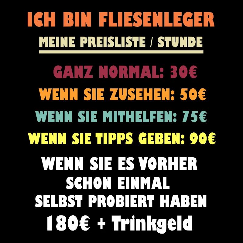 Ich bin FLIESENLEGER Preisliste
