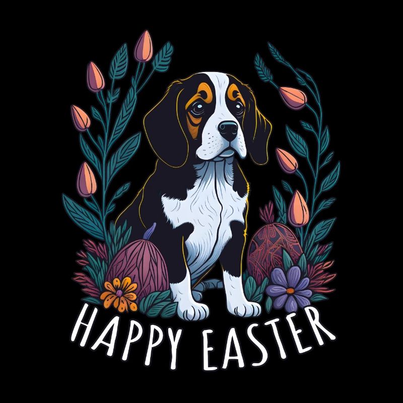 Beau chien Beagle Pâques Printemps Beagle