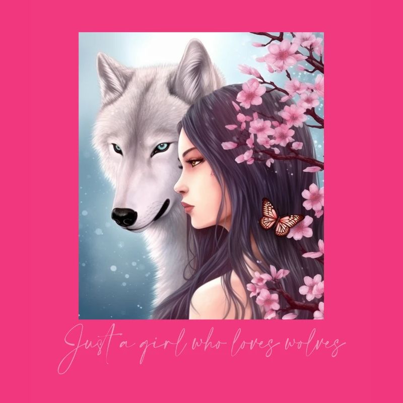 Nur ein Mädchen, das Wölfe liebt Wolf Kirschblüte
