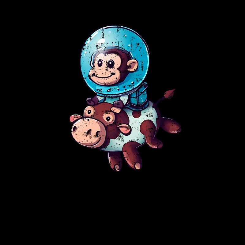Affe auf Kuh Rakete Schuttle Astronaut Kosmonaut