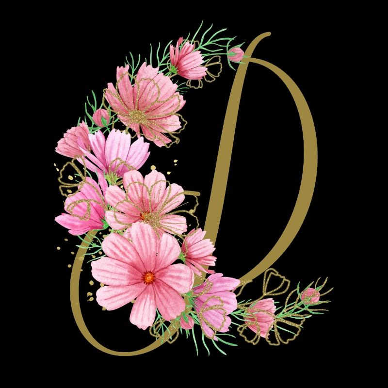 vrille florale avec la lettre D