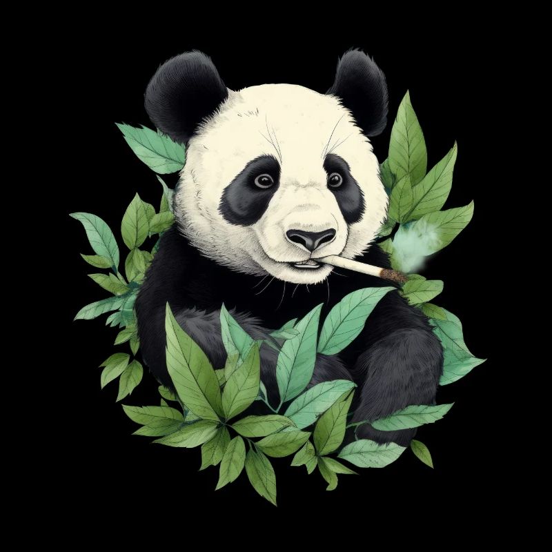 Panda bear smoking