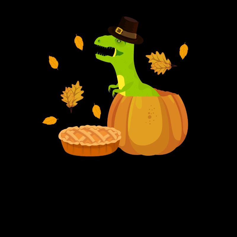 Pilgrim Trex Dinosaur Pumpkin Pie Thanksgiving