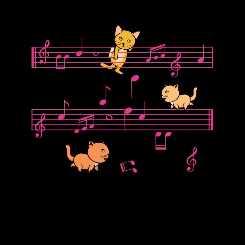 Three Kittens On Musical Notes Musician