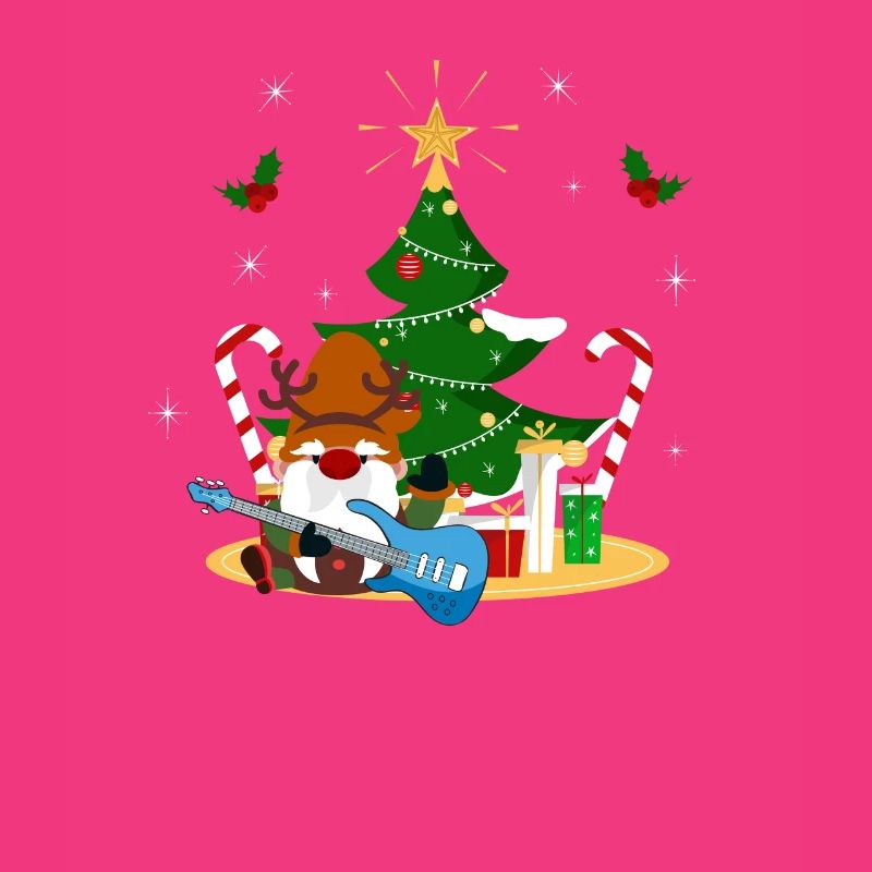 Guitariste Basse Gnome Funny Christmas Tree