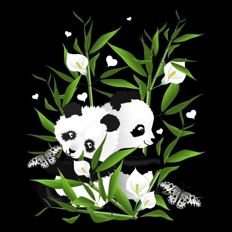 Bébés pandas dans le champ de bambou