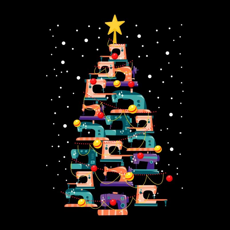 Funny Sewing Machine Christmas Tree Knitting Sew