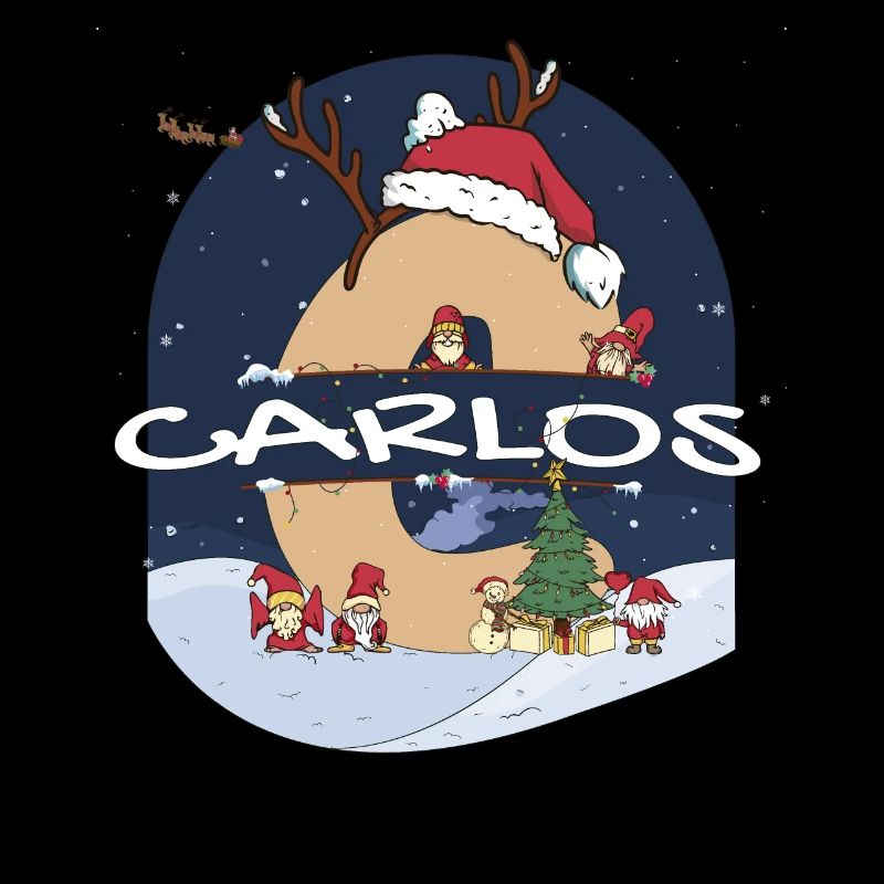 Génial Carlos Nom w Santa Hat dans le thème de Noël
