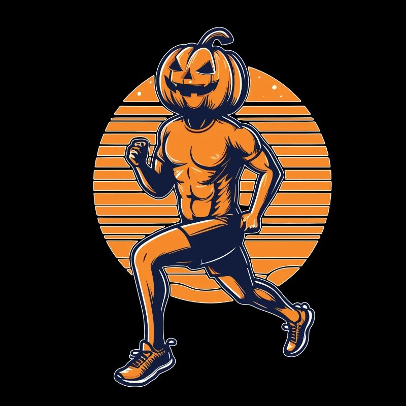 Halloween runner with a pumpkin head