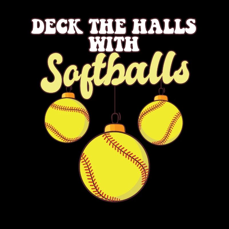 Softball Player Catcher Christmas Balls Deck The