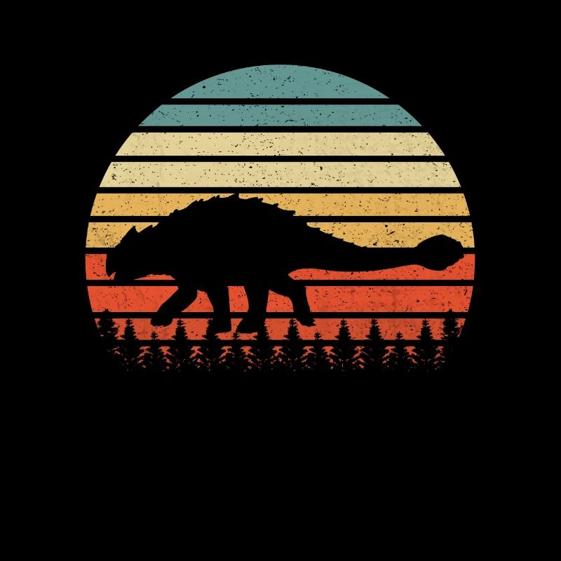 Vintage Ankylosaurus Dinosaurus coucher de soleil rétro