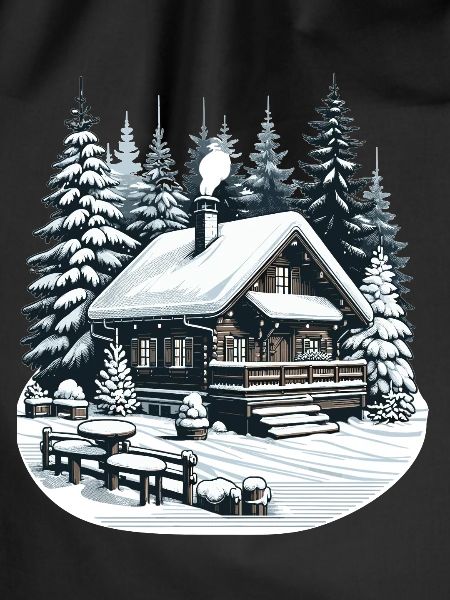 Behagliche Winterlandschaft mit Schneebedeckter Hü