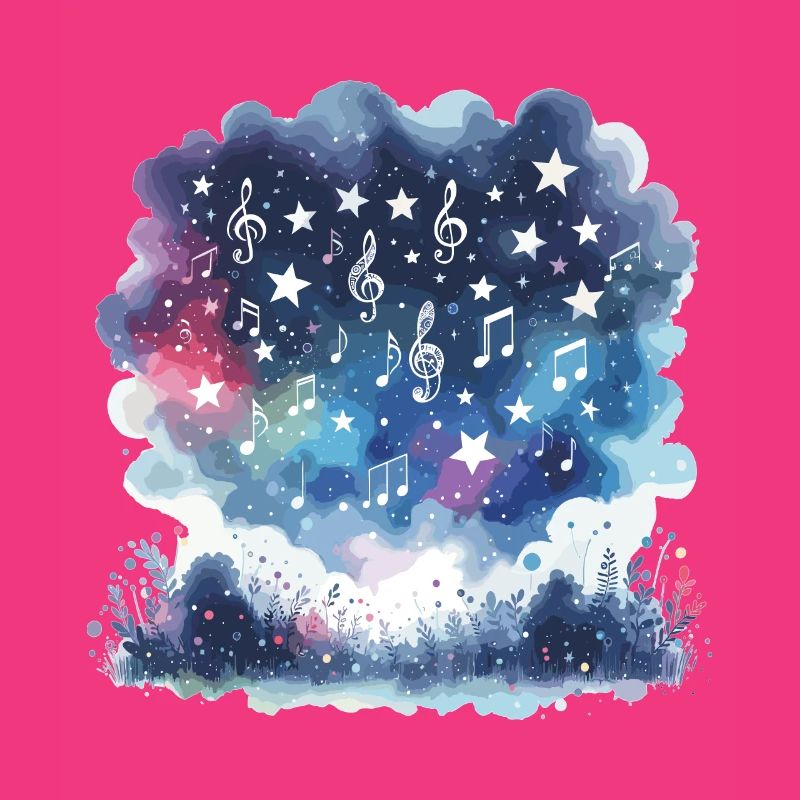 Ciel étoilé avec des formes de notes