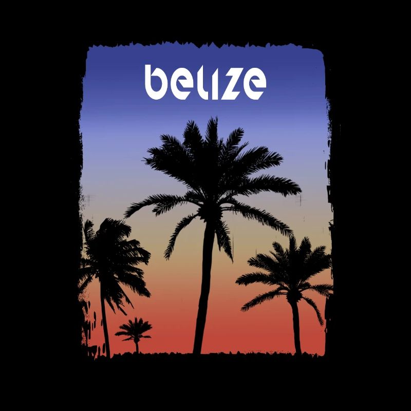Belize Sunset Vacation Souvenir Palm Tree