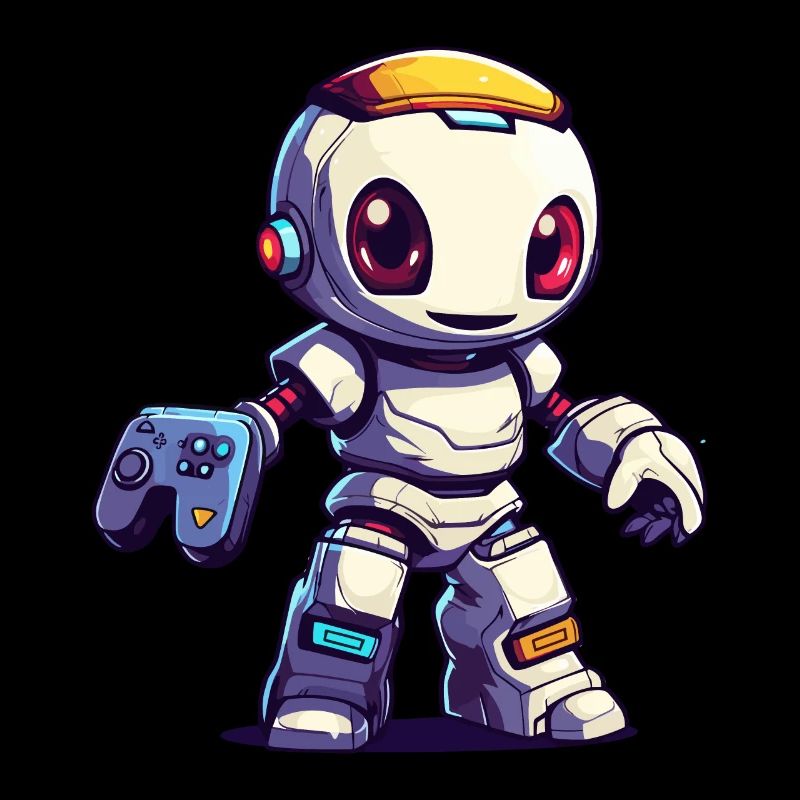 Cute Robot Player Funny Gaming Robot