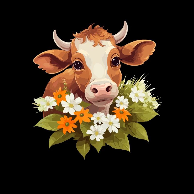 Vache avec des fleurs