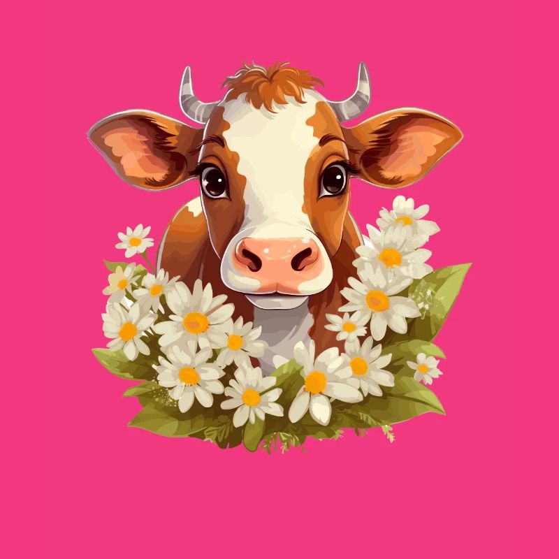Vache avec des fleurs