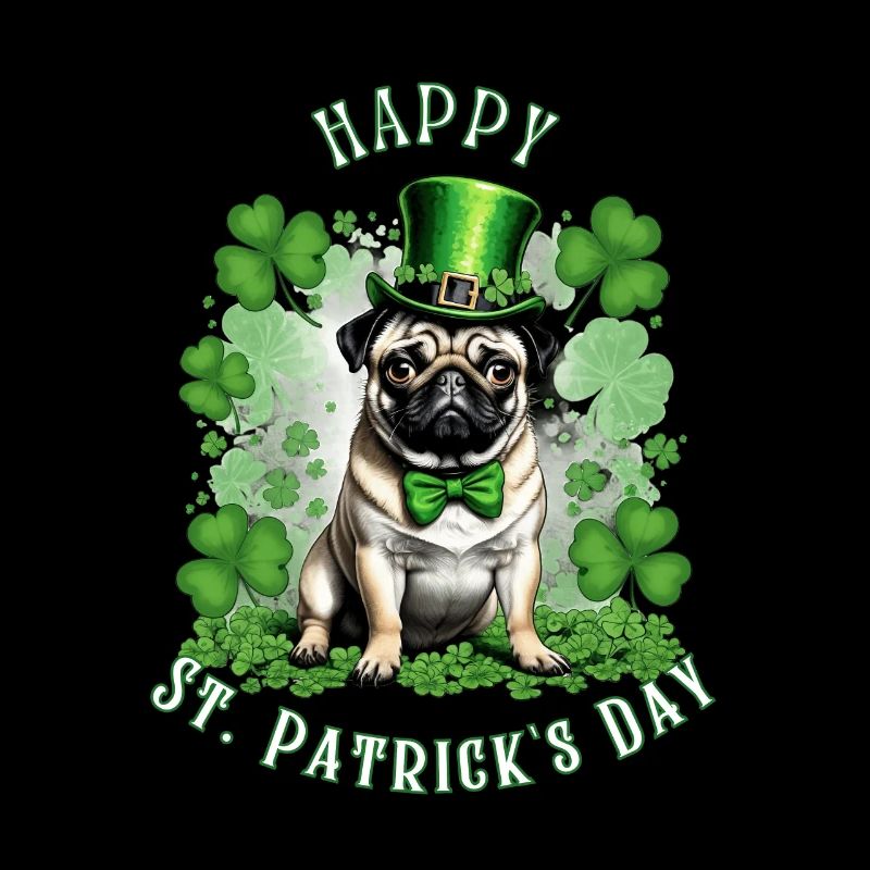 St. Patrick's Day Pug I Shamrock St Paddys Day Pug