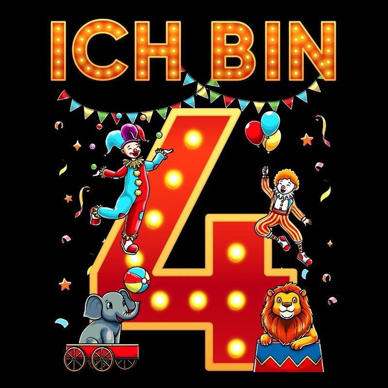 Ich Bin 4 Vierte Zirkus Geburtstag Vier Jahre Alt