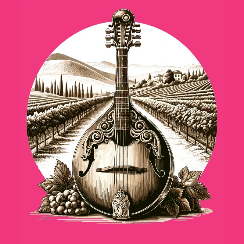 Mandoline ornée devant les vignes