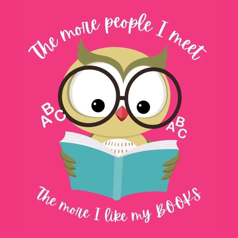 Eule liest ein Buch . Du liebst Bücher
