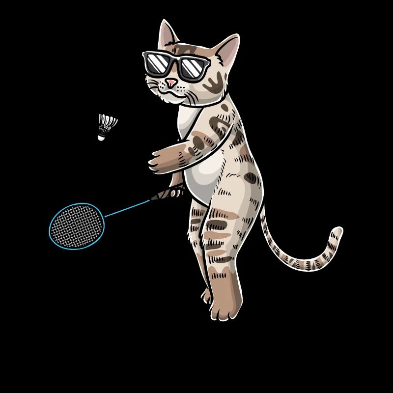 Funny badminton cat