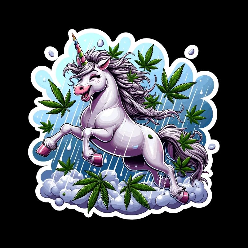 Einhorn im Hanfblätterregen