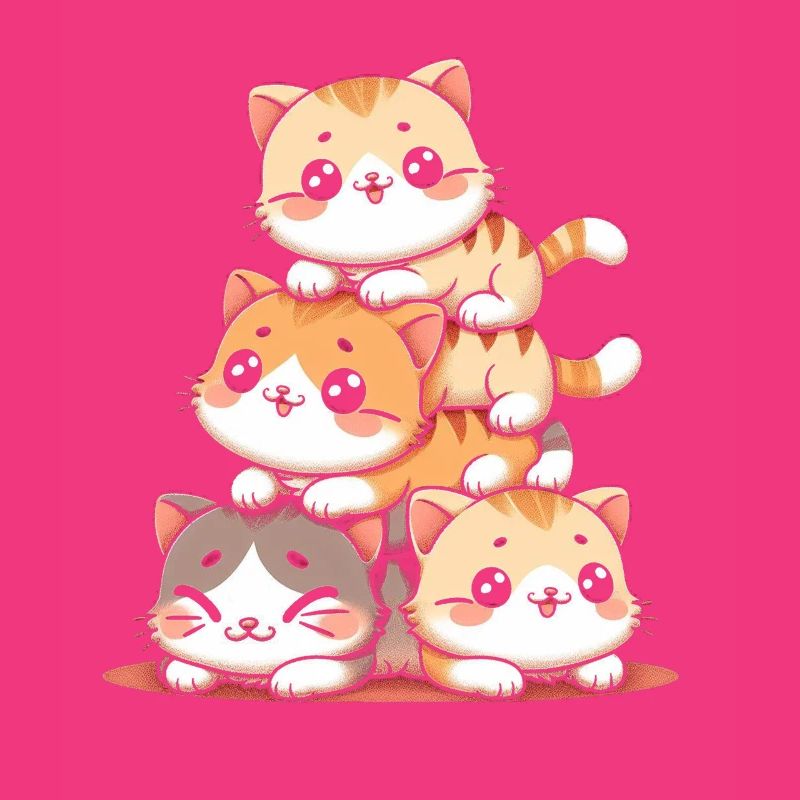 Stack of Kitty Cats Stack Kawaii Meowtain Anime
