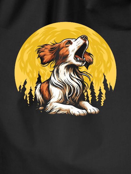 Brittany Spaniel Moon Howling
