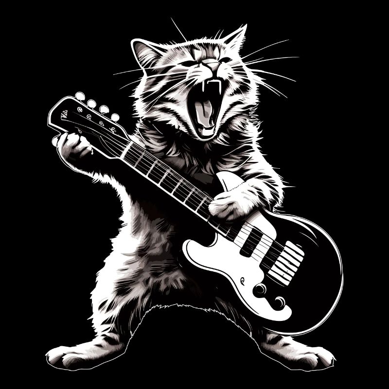 Drôle de chat jouant des instruments de guitare génial