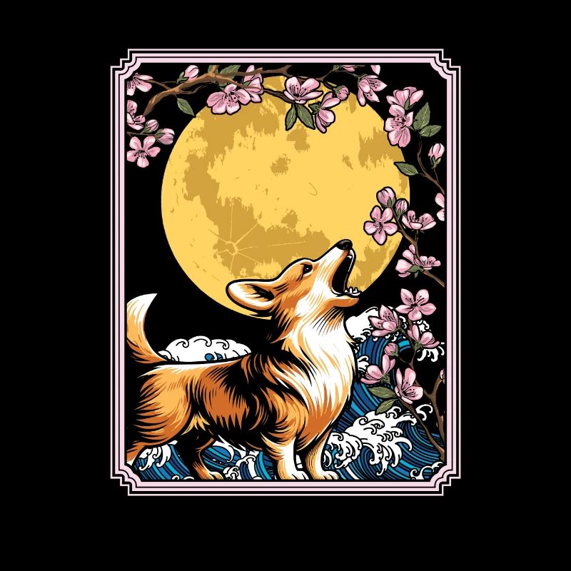 Corgi Japon Cerisier Fleur Lune