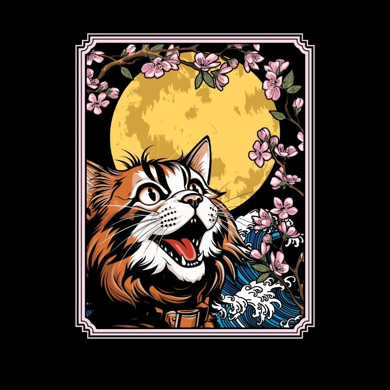 Chat Japon Fleur De Cerisier Lune