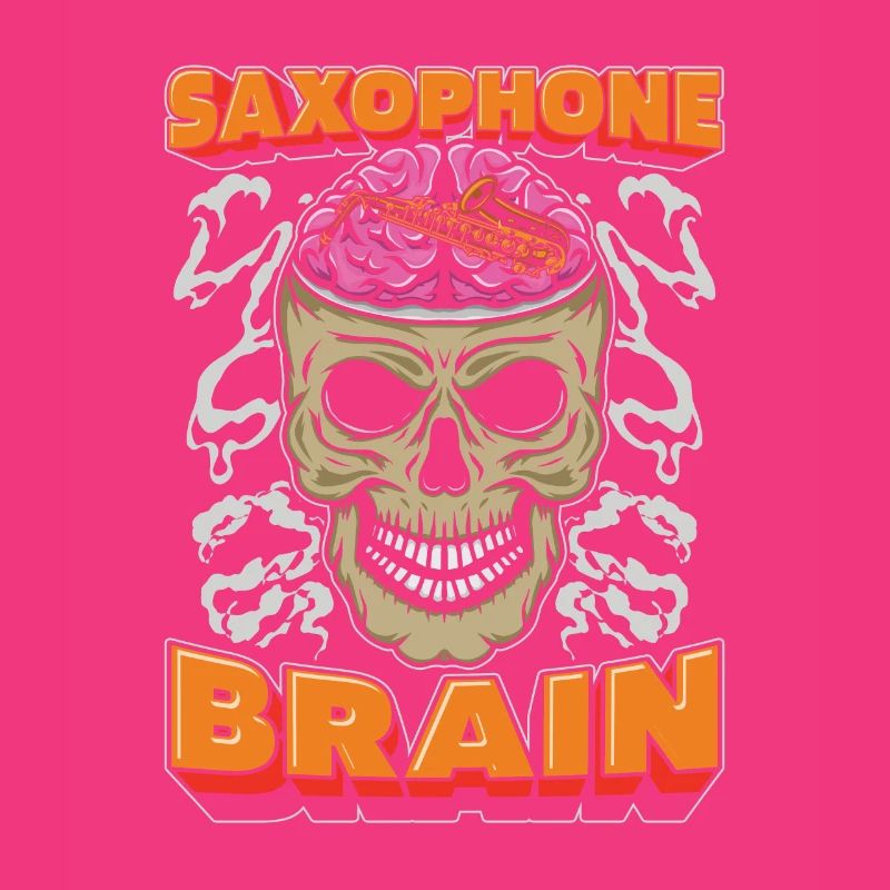 Saxophon Saxofon Schädel Saxophone Brain