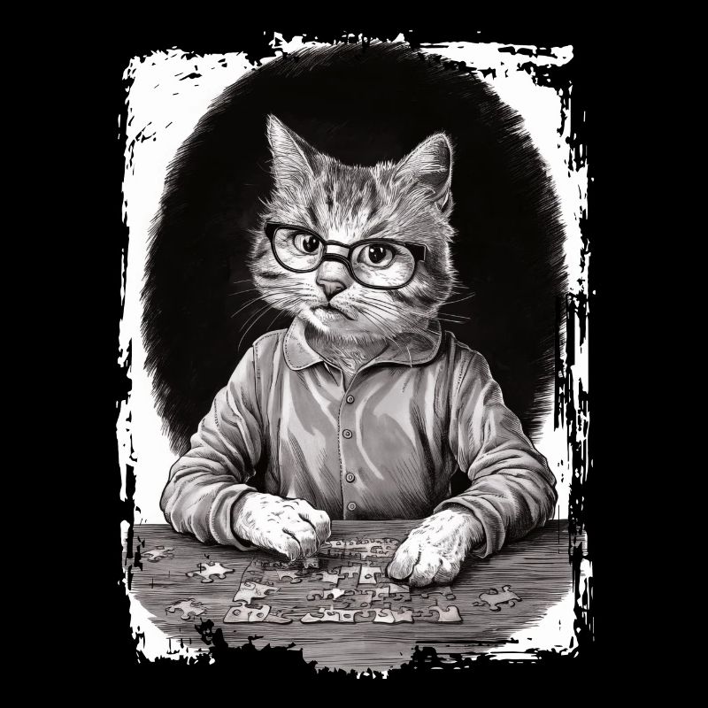 Katze spielt Puzzle Geschenk
