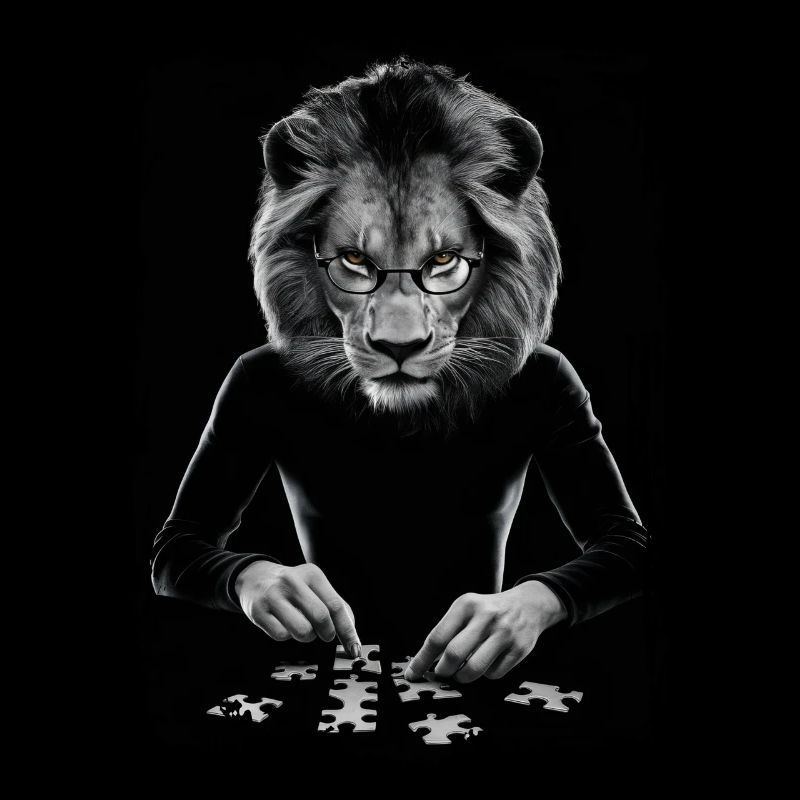 Löwe spielt Puzzle Geschenk