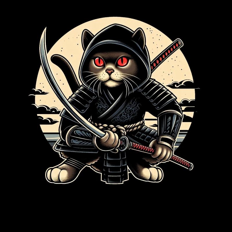 Ninja Cat Japanese Samurai Japan Kawaii Warrior