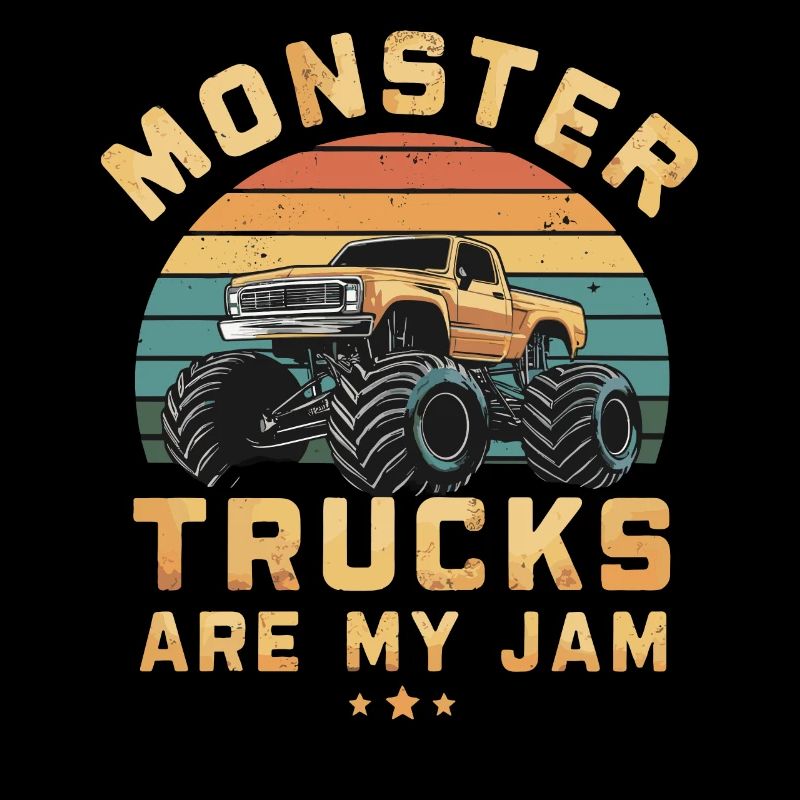 Monster Trucks Are A Jam Retro Sunset